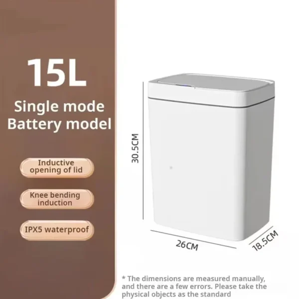 2025 New 15L Smart Trash Can Automatic Touchless Smart Sensor Sensing Trash Can Waterproof Bathroom Kitchen Bedroom Trash Can.