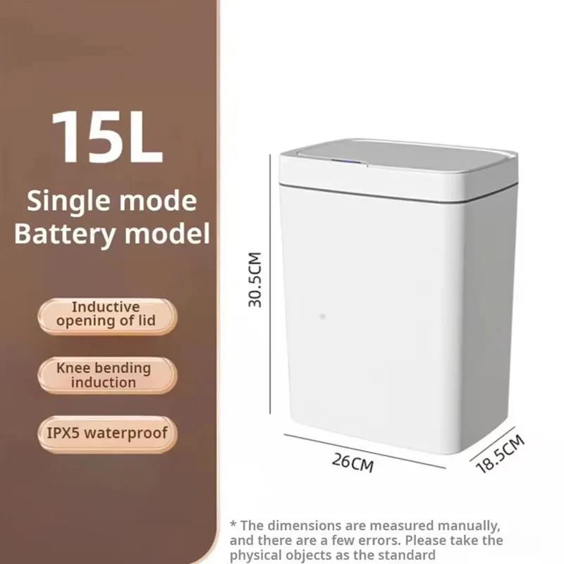 2025 New 15L Smart Trash Can Automatic Touchless Smart Sensor Sensing Trash Can Waterproof Bathroom Kitchen Bedroom Trash Can.