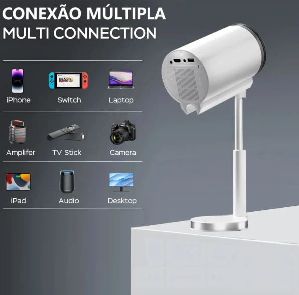 Salange X5 Mini Projector with Built-in Adjustable Stand Physical 720P Support 1080P Android Smart Beamer with Wifi Bluetooth