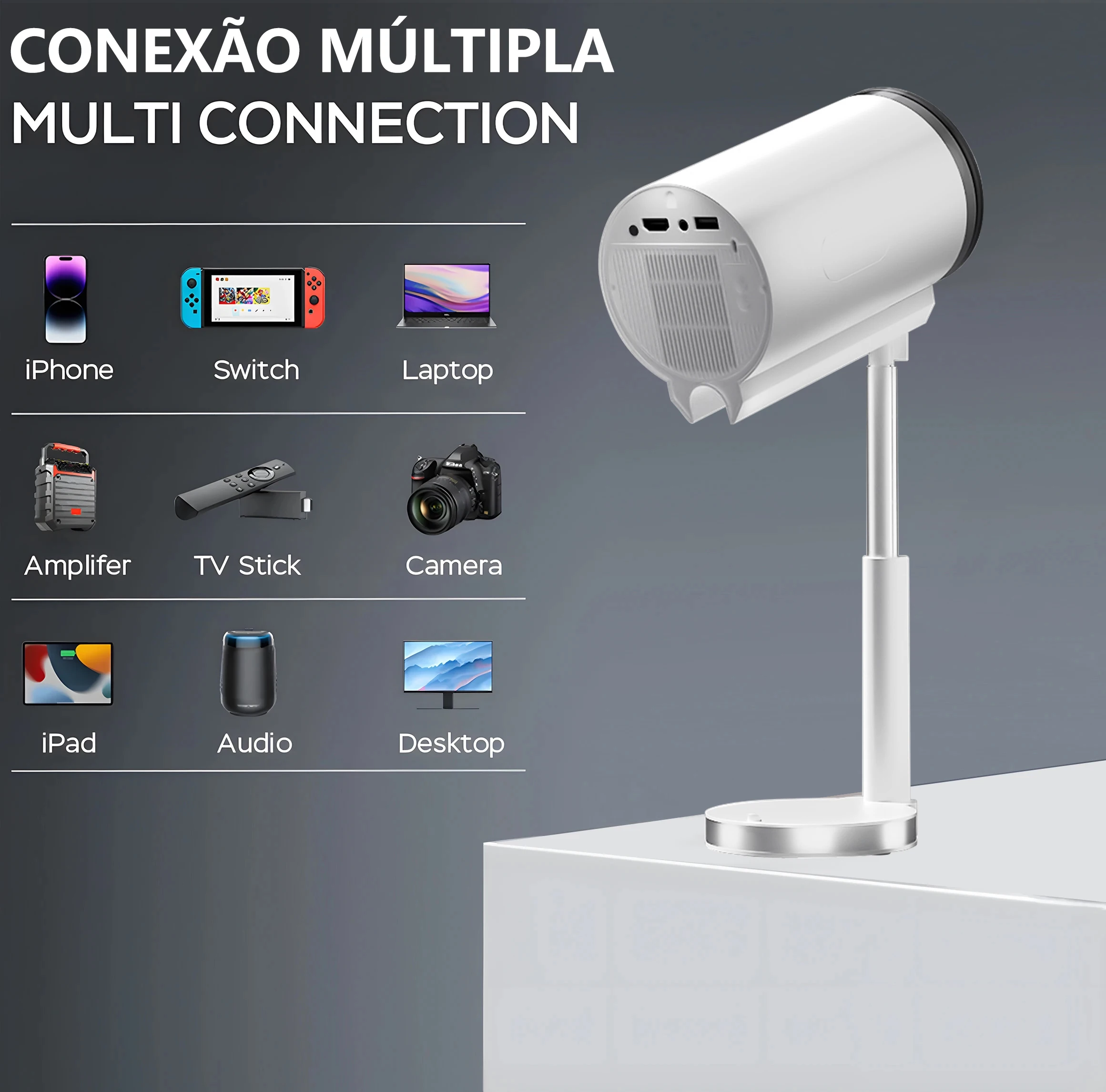 Salange X5 Mini Projector with Built-in Adjustable Stand Physical 720P Support 1080P Android Smart Beamer with Wifi Bluetooth