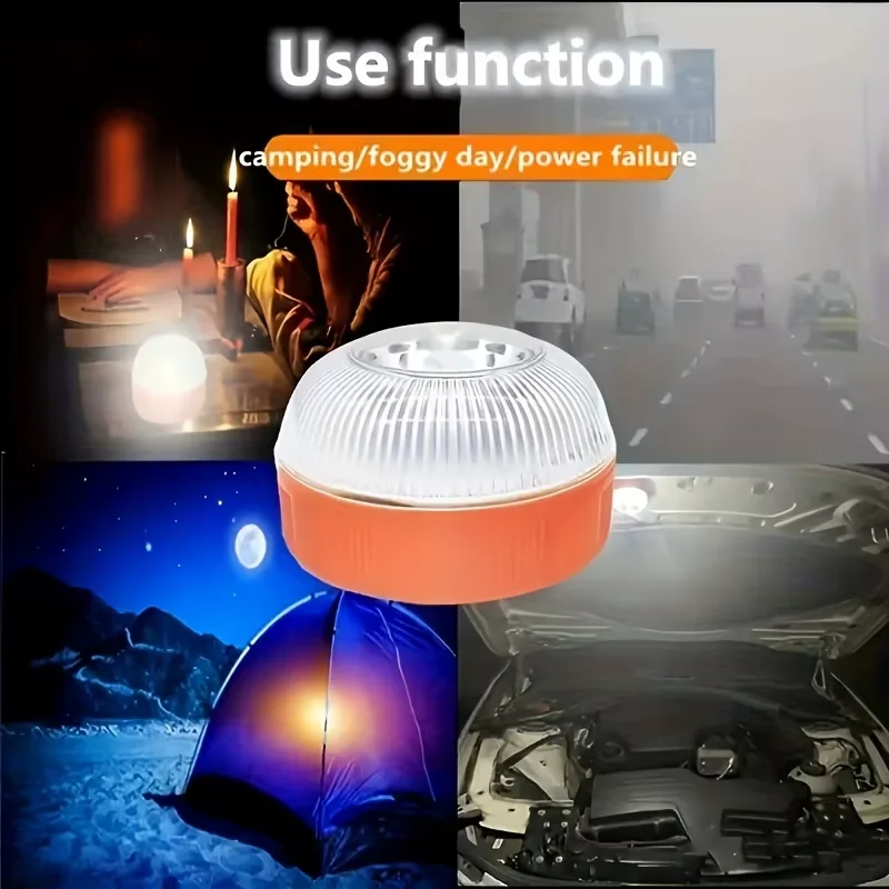 LED Car Emergency Light V16 Flashing Light Magnetic Induction Road Accident Light Portable Strobe Warning Light - 1PC