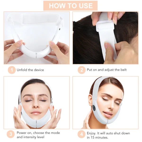 Facial V Lifting Vibration Massager LED Photon Therapy Facial Lifting Device Double Chin V Face Shaped Cheek Lift Belt Machine