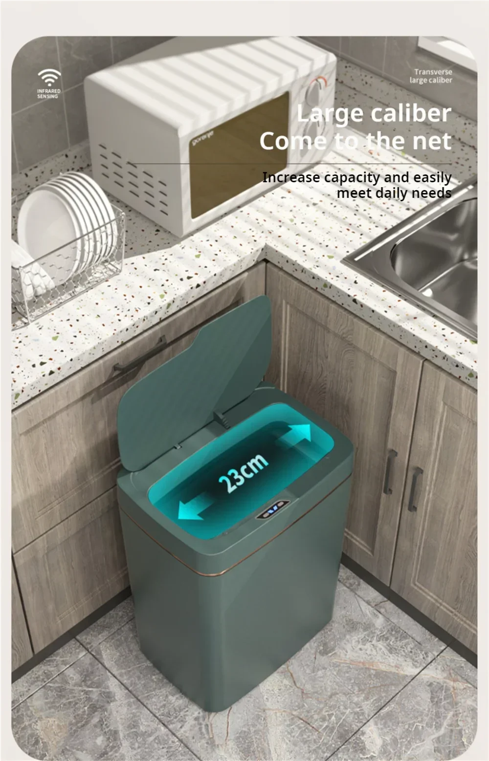 2025 New 15L Smart Trash Can Automatic Touchless Smart Sensor Sensing Trash Can Waterproof Bathroom Kitchen Bedroom Trash Can.