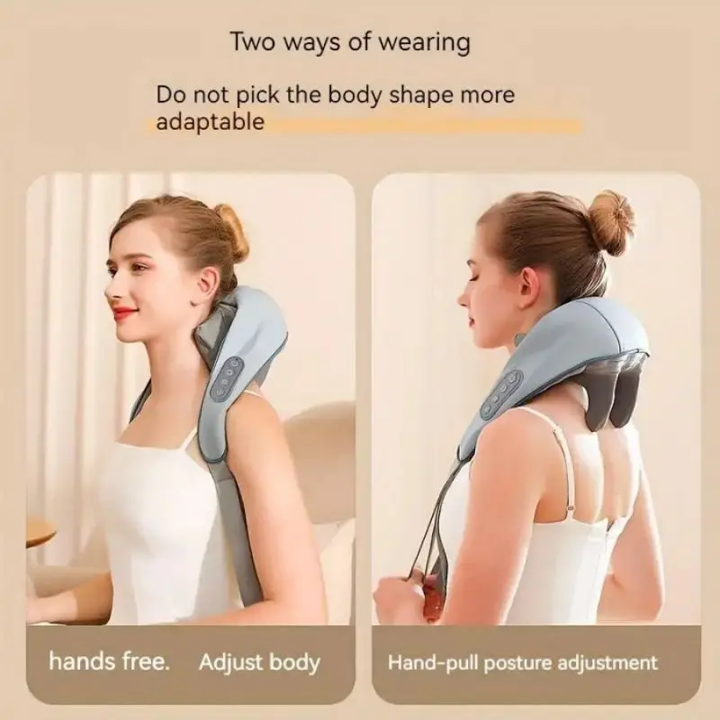 Neck and Back Massager Electric Wireless Neck and Shoulder Massage Arm and Back Body Muscles Relaxation Constant Temperature Hot