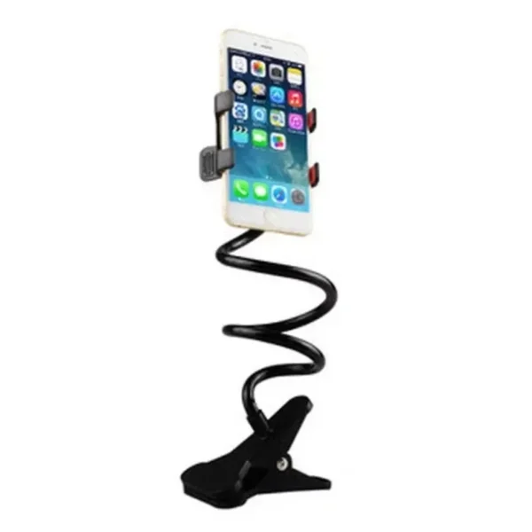 360° Rotation Adjustable Spiral Long Arm Phone Holder Clip Lazy Bedside Table Side Phone Stand for Live Record Cellphone Bracket