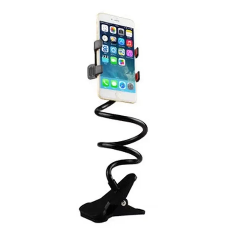 360° Rotation Adjustable Spiral Long Arm Phone Holder Clip Lazy Bedside Table Side Phone Stand for Live Record Cellphone Bracket