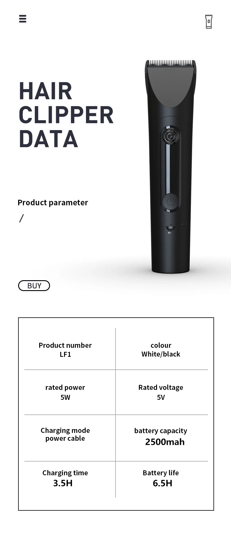 New Xiaomi Mijia Professional Clipper Hair Clipper 3 -Gear Adjustment  IPX7 Waterproof Hair Trimmer Machine With Charging Base