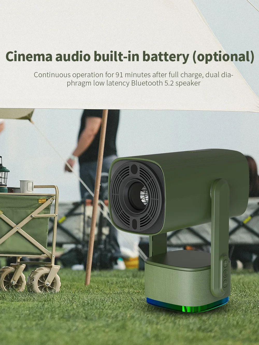 Salange 4K Projector K2 Smart Android11 Built-in Battery Bluetooth Speaker WIFI Auto Focus Keystone Free-Style for Outdoor Movie