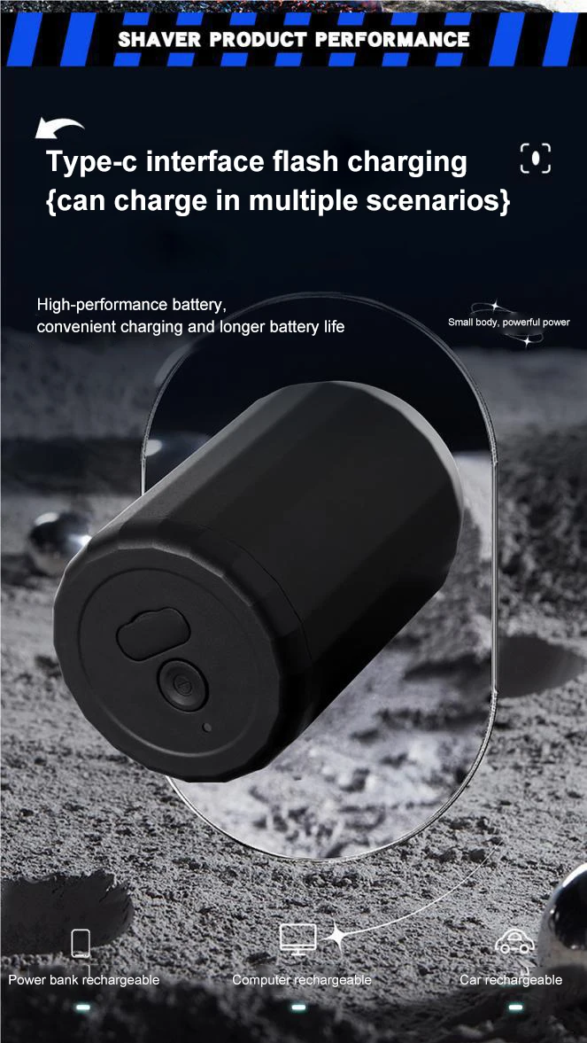 2025 NEW Type-c Rechargable Mini Portable Waterproof Electric Shaver  Strong High Speed Long Endurance Suitable Wet and Dry