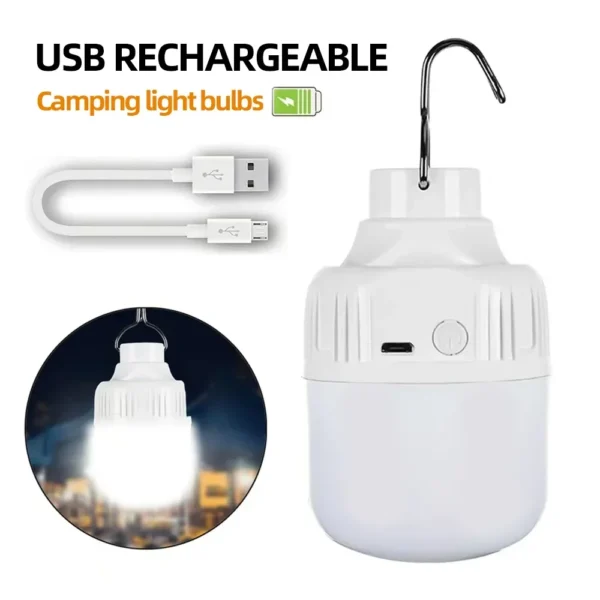 USB Rechargeable Camping Light Bulb Super Bright Portable LED 3 Modes Outdoor Lamp Emergency Fishing BBQ Tents Night Lighting