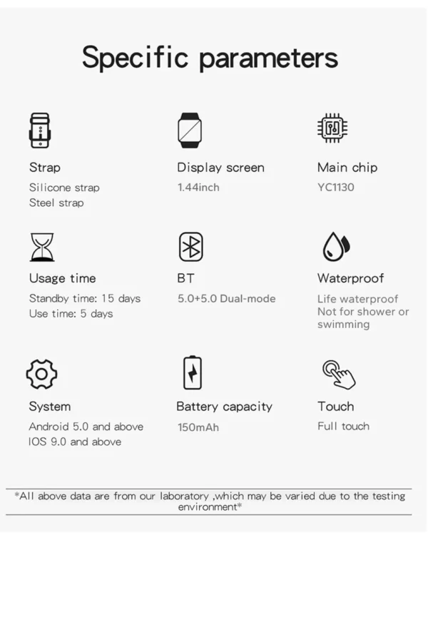 Smart Watch Android Phone 1.44'' Inch Color Screen Bluetooth Call Blood Oxygen/Pressure Monitoring Smart Watch Women Men