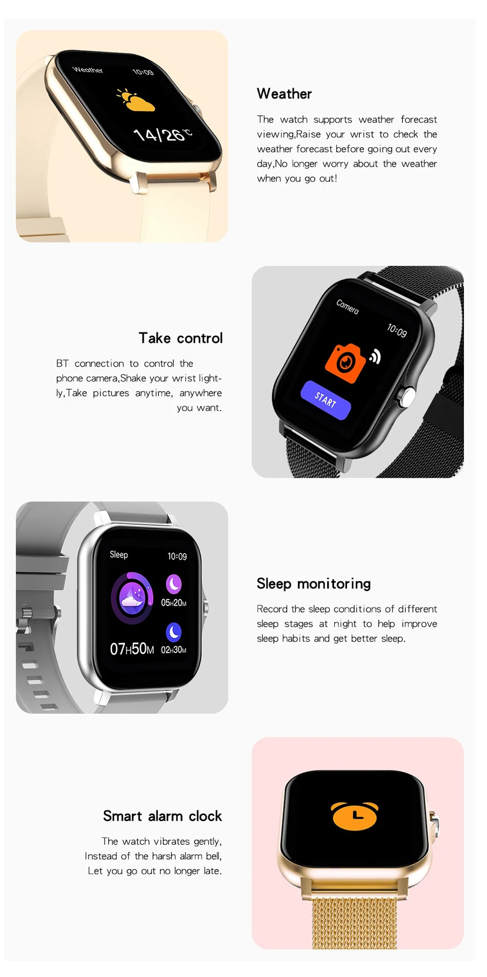 Smart Watch Android Phone 1.44'' Inch Color Screen Bluetooth Call Blood Oxygen/Pressure Monitoring Smart Watch Women Men