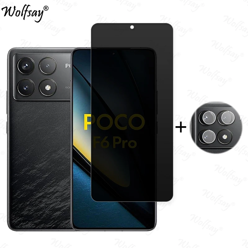 Privacy Screen Protector For Xiaomi Poco F6 Pro Anti-Spy Tempered Glass For Poco F6 M6 X6 Pro Camera Glass For Poco F6 Pro Glass