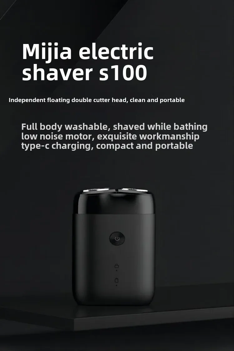 XIAOMI MIJIA S100 Electric Shaver Twin Blade Portable Dry Wet Razor Beard Trimmer Cutter USB Rechargeable For Men Razors Machine