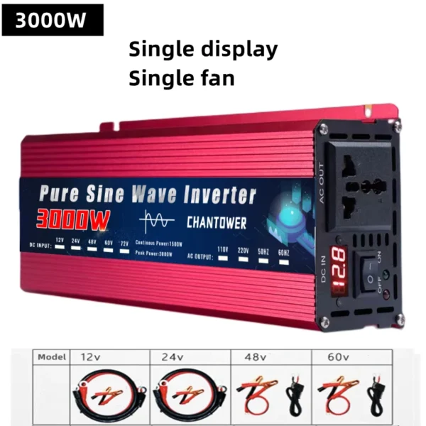 Pure Sine Wave Inverter 12V 220V 24V 110V 2000W 3000W 4000W 5000W DC To AC Portable Power Voltage Converter Car Solar Inverter