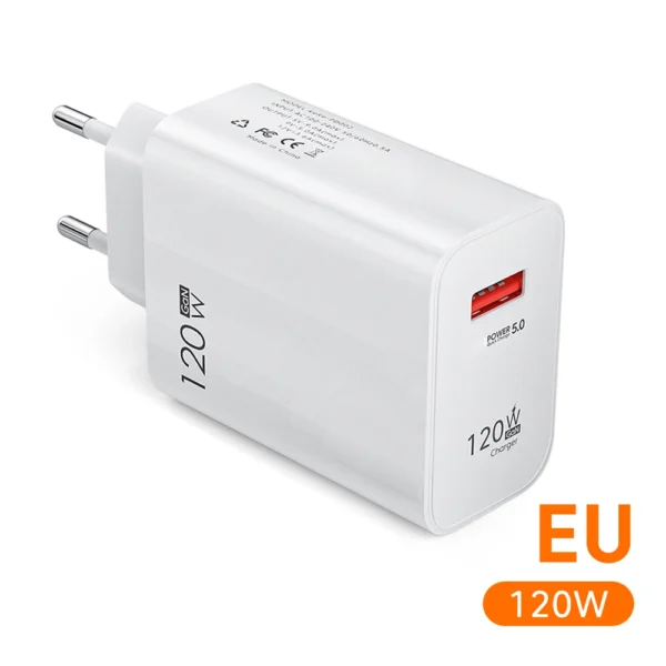 USB Charger 120W Quick Charge EU/US Plug Phone Charger Adapter For iPhone Samsung Xiaomi Huawei Type C Cable Fast Charge Charger