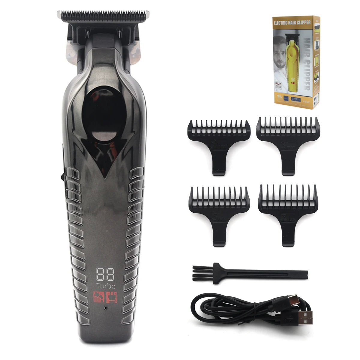 Hair Trimmer for Men Zero Gapped DLC TBlade Oil Head LED Display Low Noise Cordless Professional Hair Clipper Finishing Machine