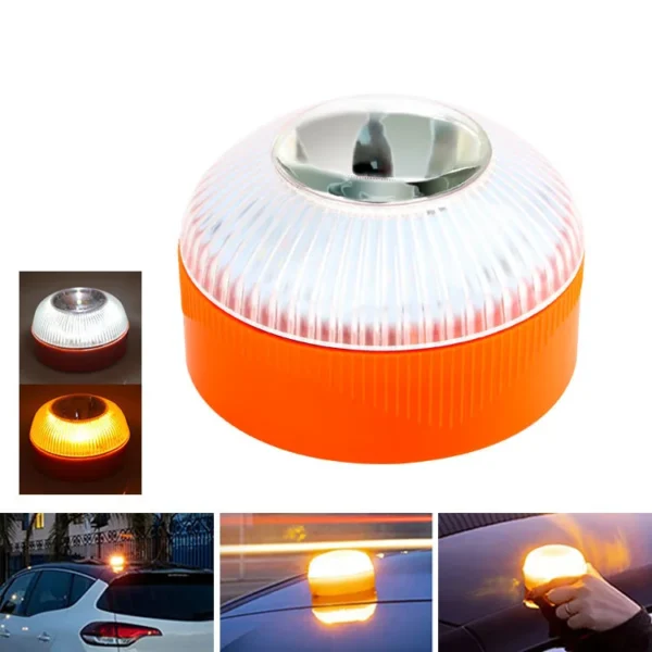 LED Car Emergency Light V16 Flashing Light Magnetic Induction Road Accident Light Portable Strobe Warning Light - 1PC