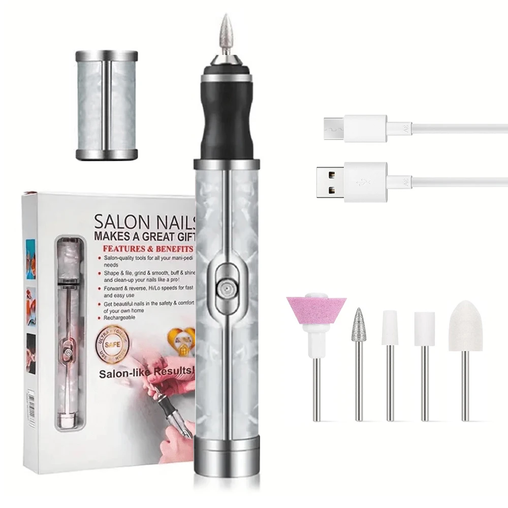 LINMANDA Electric Nail File Set Nails 4 Speeds Cordless Acrylic Nail Tool Thick Nails Edge Shaping Polishing Grinding Nursing