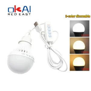 DC5V Led Camping Light 5W/7W Usb Emergency Bulb 3-color Dimmable Hanging Tent Light Barbecue Fishing Repair Outdoor Equipment