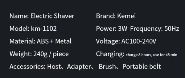 Kemei KM-2296 KM-2299 KM-1102 Professional Hair Clipper Kit Electric Shaver Male Hair Cutting Machine Men’s Cordless Trimmer