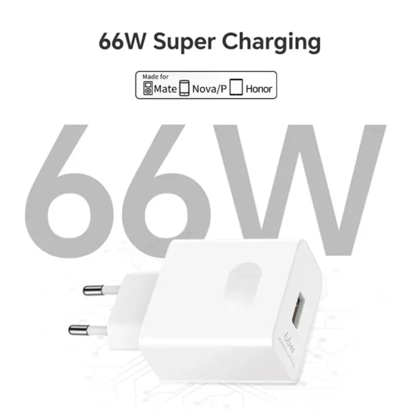 66W Super Fast USB Charger For Huawei Mate 40 50 P50 P60 Nova 10 Honor 90 100 X8b Magic 5 Lite 6 Pro Type C Charging 6A Cable 2m