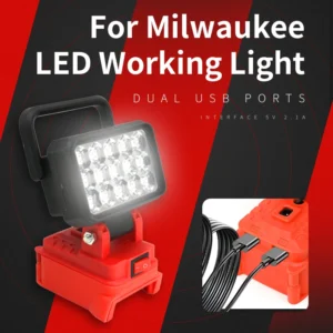 Led Light Fit Milwaukee Battery M18  Portable Spotlight Cordless Outdoor Work Fishing Handheld Emergency Tool Light No Batter