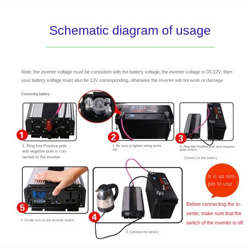 Pure Sine Wave Inverter 12V 220V 24V 110V 2000W 3000W 4000W 5000W DC To AC Portable Power Voltage Converter Car Solar Inverter