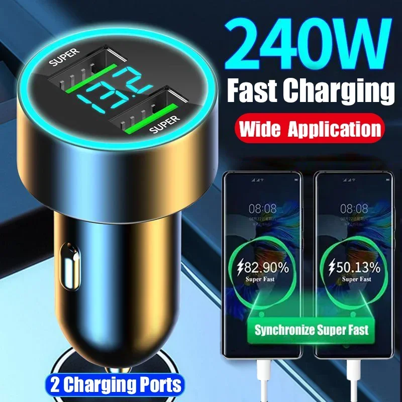S1d3782e764954ded8839f4ca301a1ab4s.webp 240W Car Charger Fast Charging 2 USB Ports Adapter for IPhone Samsung Xiaomi Quick Charging Chargers with Digital Display