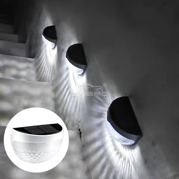 Outdoor Wall Lamp Solar Hedge Light 6LED Half Round Ladder Courtyard Garden Induction IP65 Waterproof Decoration Lighting Bright