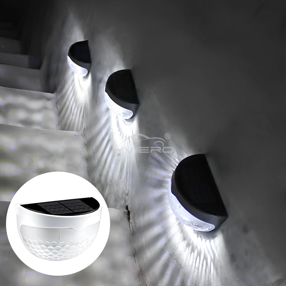 Outdoor Wall Lamp Solar Hedge Light 6LED Half Round Ladder Courtyard Garden Induction IP65 Waterproof Decoration Lighting Bright