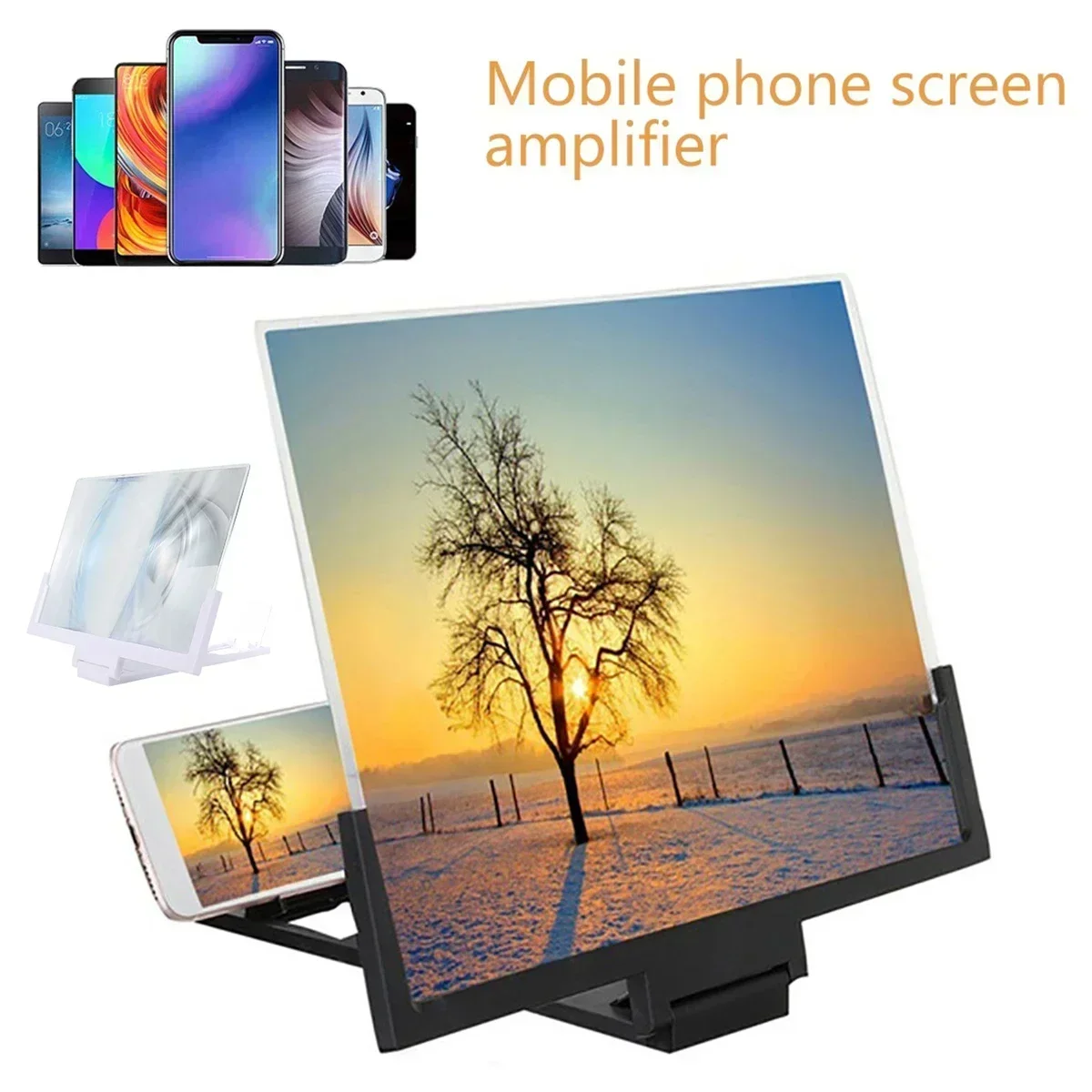 Foldable 3D High-definition Mobile Phone Screen Amplifier Landscape TV Movie Amplifier 14 inch Display Screen Phone Holder Stand