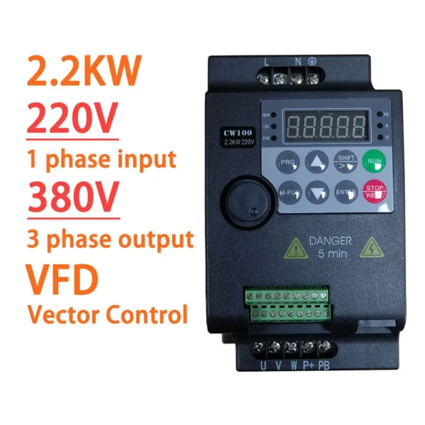 Input 220V to Output 380V VFD Variable Frequency Drive Converter Inverter 0.75/1.5/2.2/3.7/4/5.5 KW Motor Speed Controller