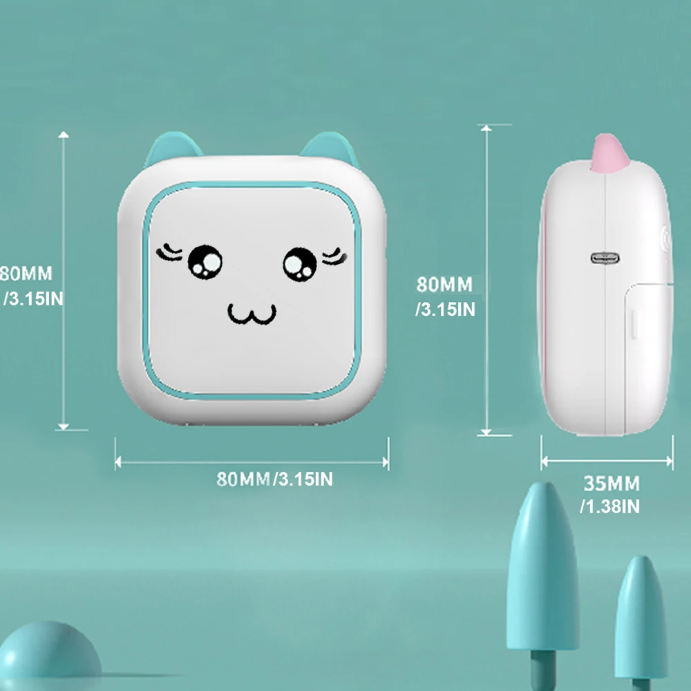 Mini printer, Thermal Printer Ink-free Portable Sticker Printer Compatible with IOS and Android, Wireless Photo Printing Tags