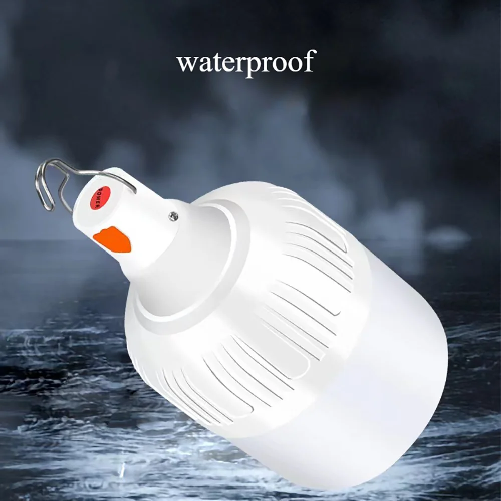 1pc USB Rechargeable LED Lamp Bulbs High Brightness Outdoor Emergency Light Hook Up Camping Fishing Portable Lantern Night Light