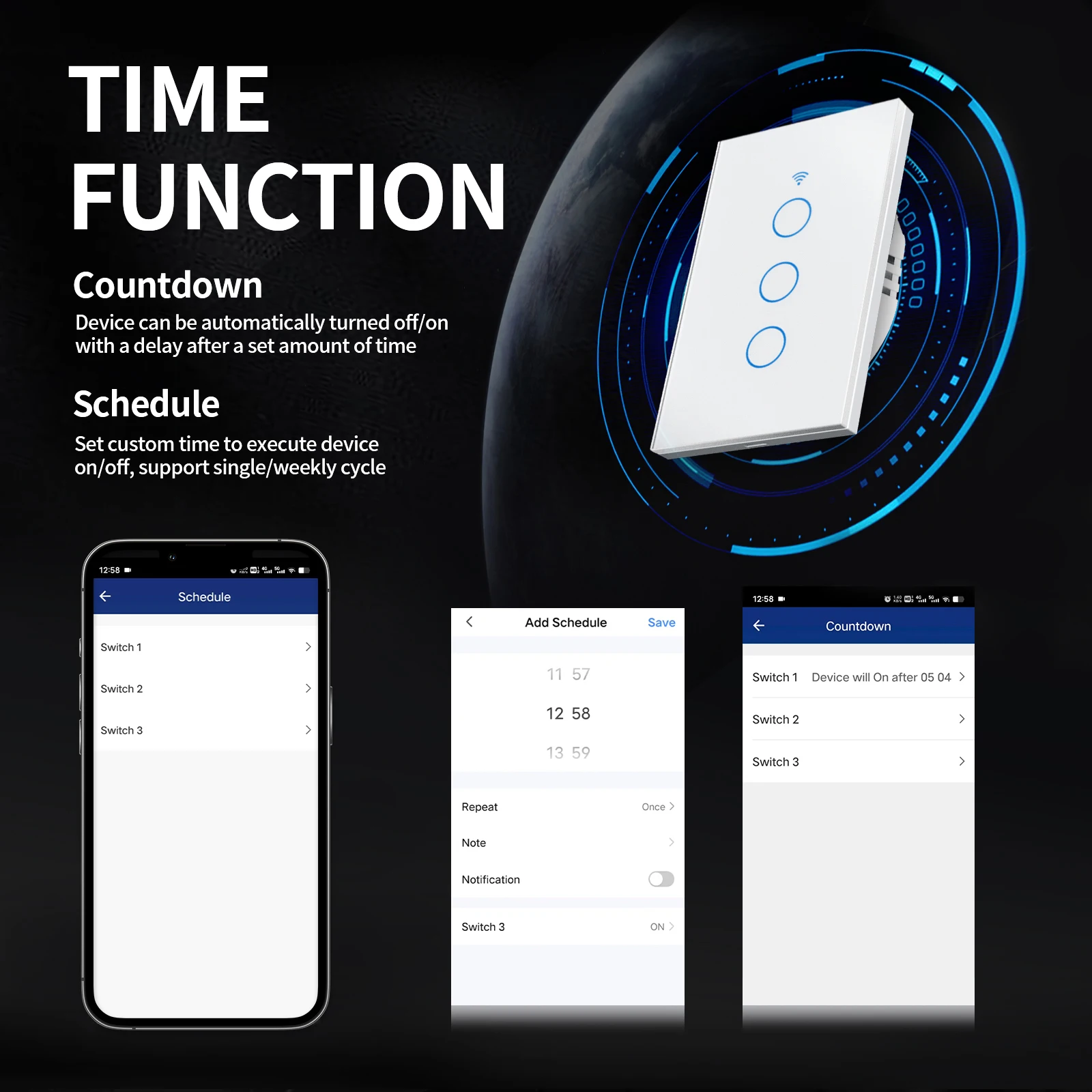 TNCE Tuya US WiFi/Zigbee Smart Wall Switch 1/2/3/4 Gang Light Switch Smart Touch Sensor Smart Home  Work with Alexa Google Home