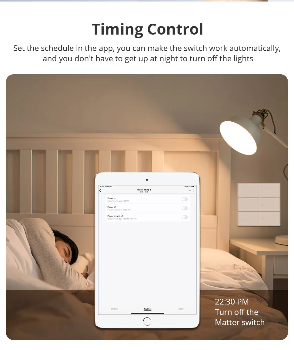 Zemismart Matter WiFi 1 2 3 4 6 Gangs Smart Wall Light Switch Neutral Required with Big Button SmartThings App Homekit Control