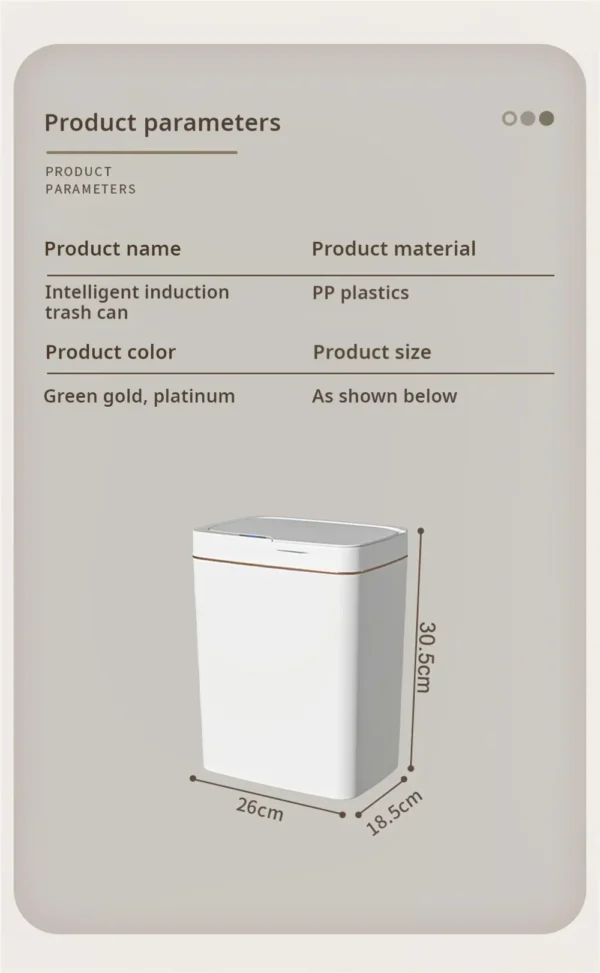 2025 New 15L Smart Trash Can Automatic Touchless Smart Sensor Sensing Trash Can Waterproof Bathroom Kitchen Bedroom Trash Can.