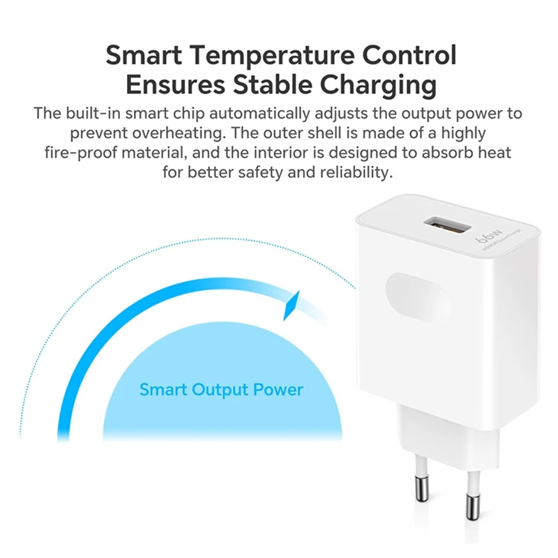 6A 66W Super Fast EU Wall Charger For Huawei Mate 40 50 60 P50 Nova 8 9 10 Honor 90 100 X7 X8 X9 Magic Type C Charging USB Cable