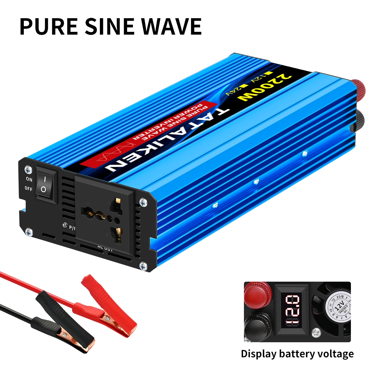 Pure Sine Wave Inverter 1000W-4000W DC 12V/24V to AC 220V 50hz Power Inverter Charger  Adapter Universal Socket