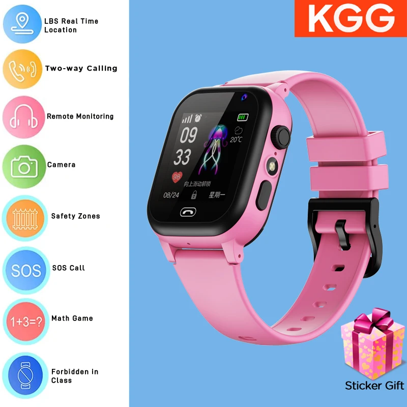 ﻿ Kids Smart Watch Phone 4G Sim Card 2G Internet SOS LBS Location Call Child SmartWatch Camera Waterproof Clock For Boys Girls