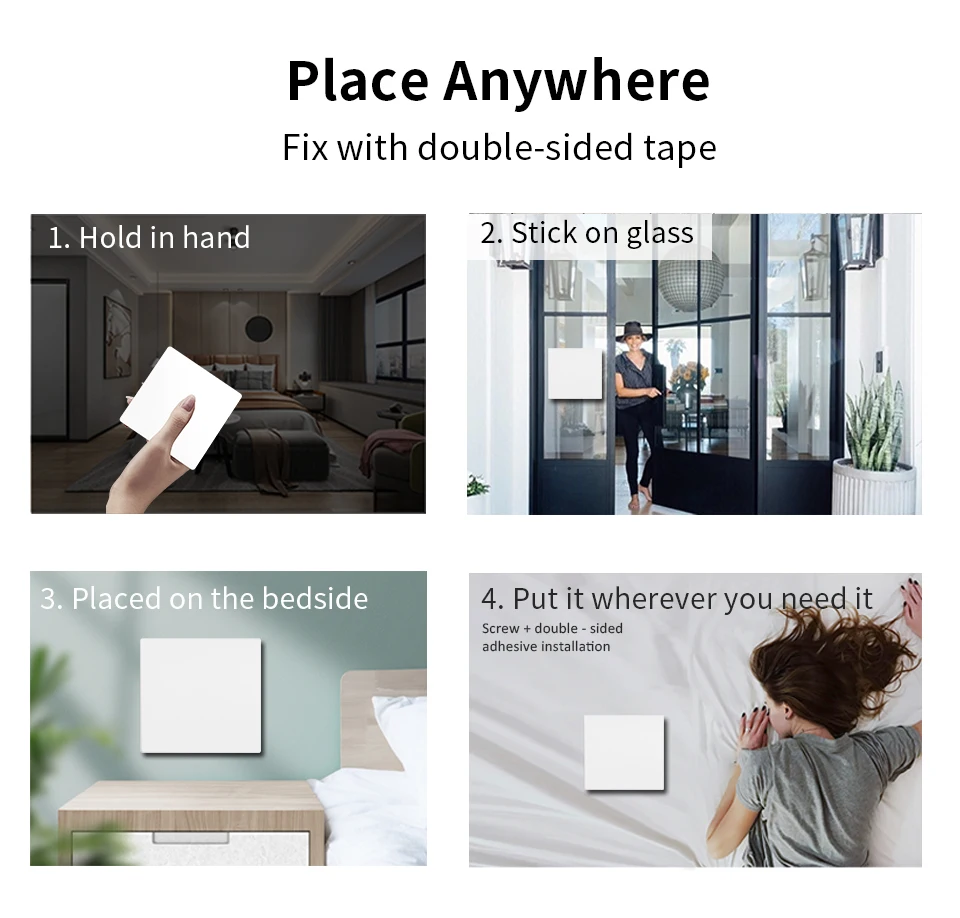 LVGEMSS Smart Wireless Switch RF433 Self-Powered Push Button Wall Panels Remote Controller Light Switch Waterproof Wall Switch