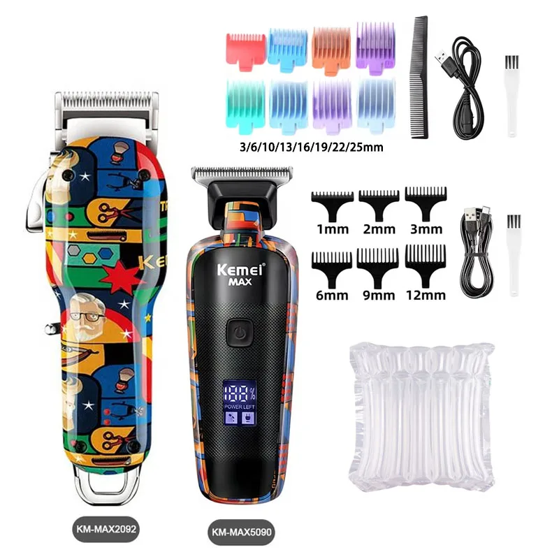 Kemei Rechargeable Graffiti Pattern Electric Hair Clipper Professional Barber Trimmer Man Shaver Km-MAX2092 KM-MAX5090 KM-RS7098