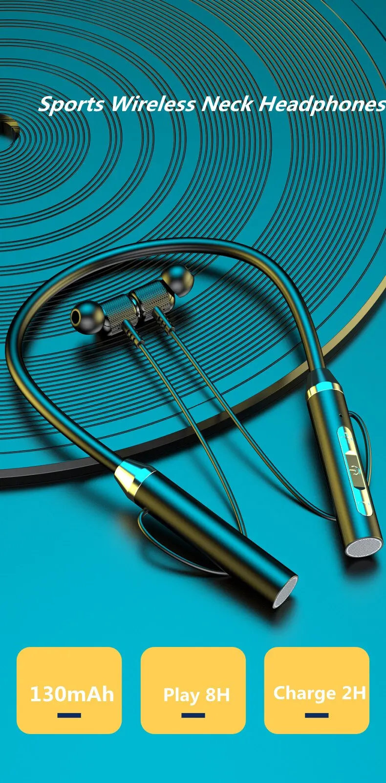 Wireless Headphones Bluetooth 5.0 Neckband Earphones Silicone Hifi 9D Stereo Sports Headset Halter Waterproof Magnetic Earbuds