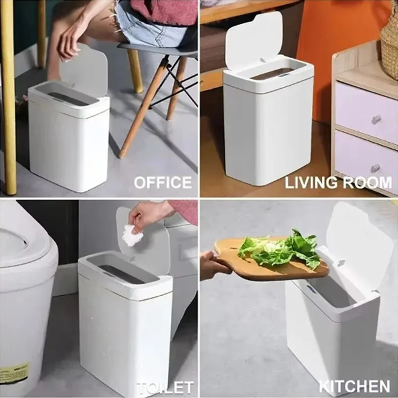 2025 New 15L Smart Trash Can Automatic Touchless Smart Sensor Sensing Trash Can Waterproof Bathroom Kitchen Bedroom Trash Can.