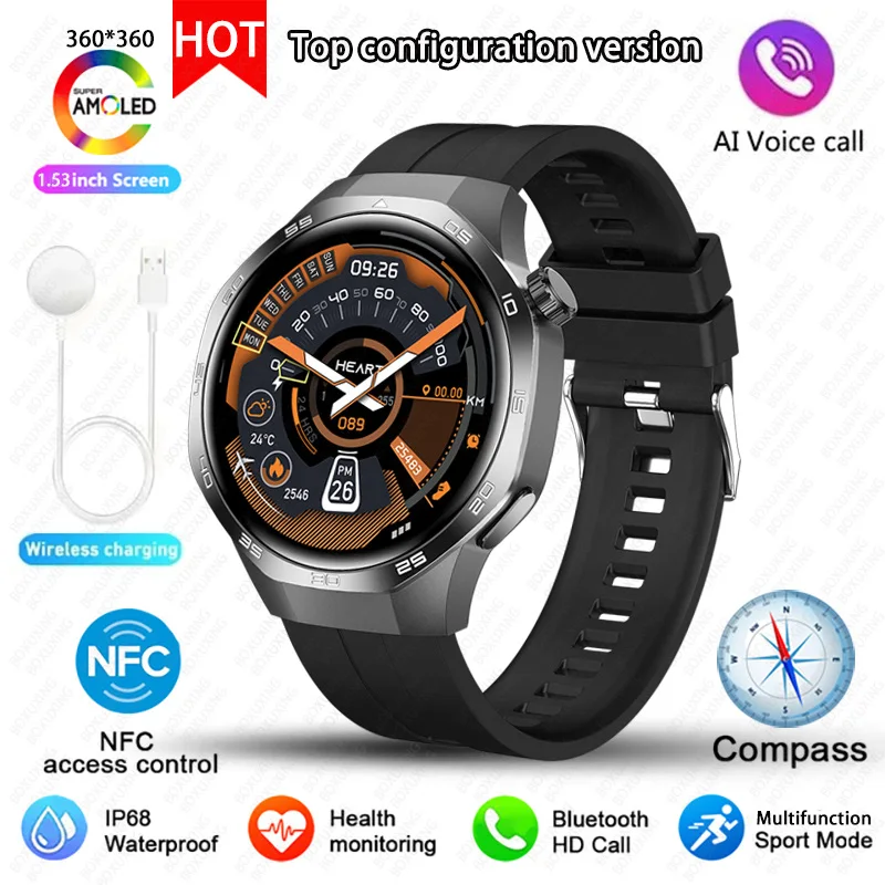 New For Huawei Watch GT5 Pro Smart Watch HD AMOLED Screen NFC GPS Tracker Bluetooth Call Health Waterproof Smartwatch Men Women