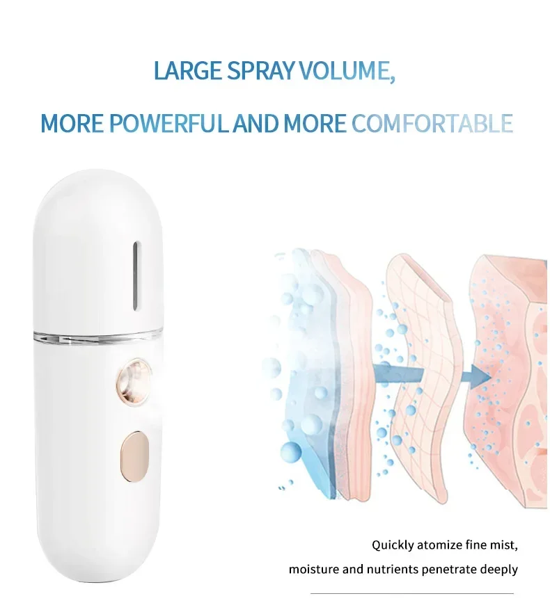 1PC Mini Portable Humidifier Nano Mister Facial Steamer Device Beauty Spray Hydrating Apparatus Cold Spray ApparatusRechargeable
