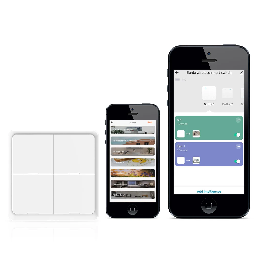 MOES 4 Gang Tuya ZigBee Wireless 12 Scene Switch Push Button Controller Battery Powered Automation Scenario for Tuya Devices