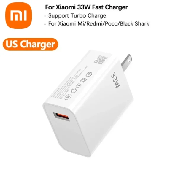 Xiaomi 33W Charger 6A Quick Charging QC 3.0 Fast Turbo Charge Mobile Phone Charger Adapter USB Type C Cable For Samsung Xiaomi