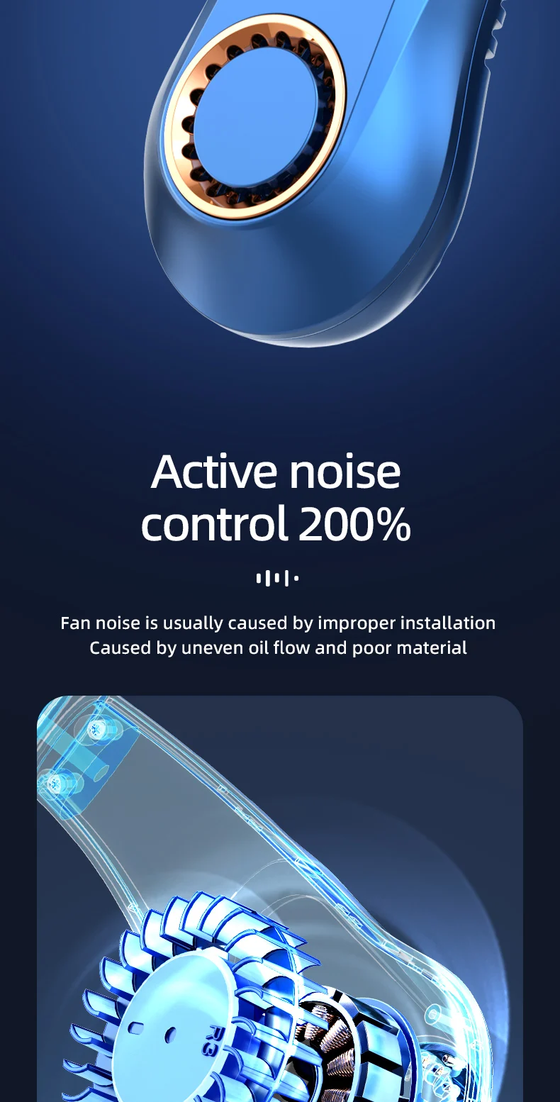 New 3000mA Portable Mini Hanging Neck Fan Bladeless Neckband Fan Digital Display Power Air Cooler USB Rechargeable Electric Fans